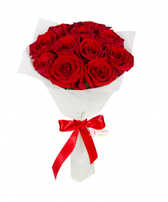 11 длинных роз с оформлением