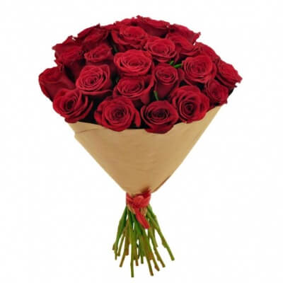25 Красных роз с оформлением